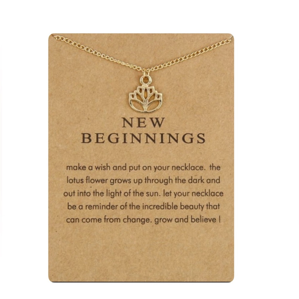 New Beginning New Year’s Resolution Adjustable Gold Lotus Flower Necklace